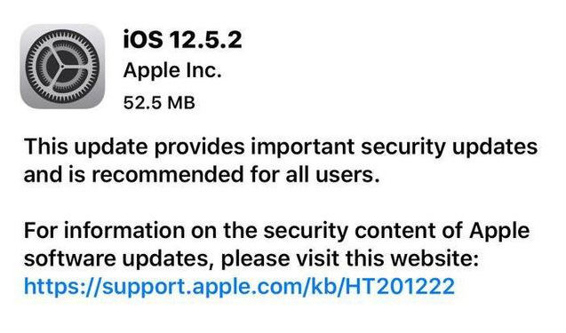 永修苹果手机维修分享iOS12.5.2发布，建议所有老苹果用户安装 